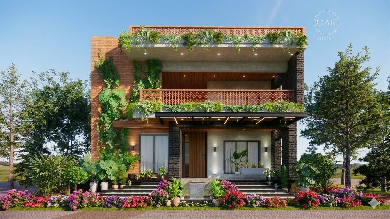 Modern brick and greenery residence